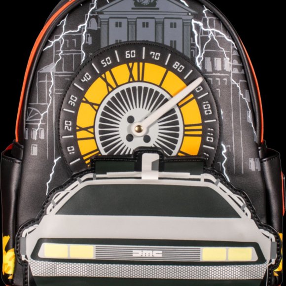 Loungefly Back to the Future - Delorean and Clock Tower Mini Backpack - Picture 1 of 4